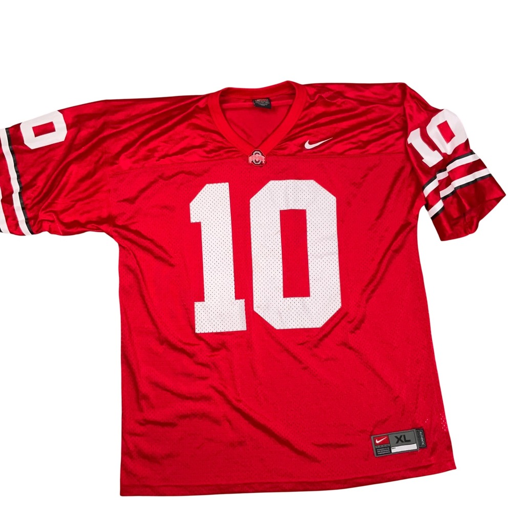 Nike Jersey Mens XL Red Ohio State Buckeyes #10 College Football Athletic VTG